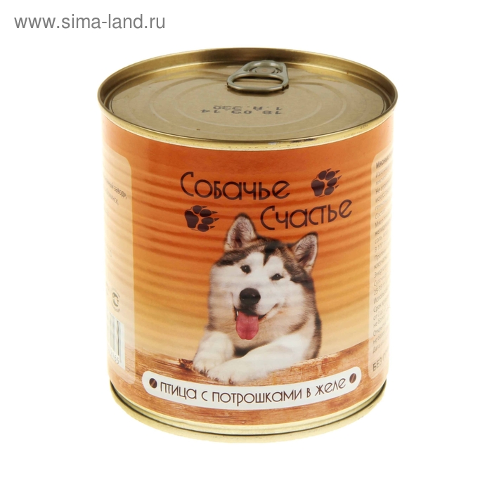 Влажный корм "Собачье счастье" птица с потрошками в желе, ж/б, 750 г
Влажный корм "Собачье счастье" птица с потрошками в желе, ж/б, 750 г