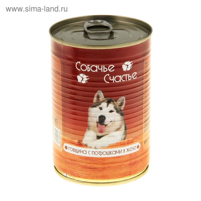 Влажный корм "Собачье счастье" говядина с потрошками в желе, ж/б, 410 г
Влажный корм "Собачье счастье" говядина с потрошками в желе, ж/б, 410 г