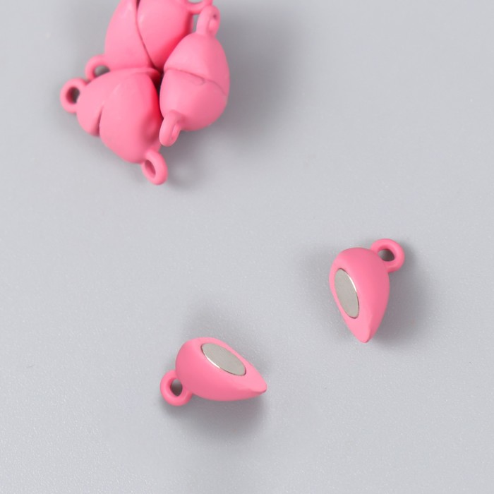 фото Замок магнитный металл "сердечко" розовый матовый 2 шт 1,2х1,2 см арт узор