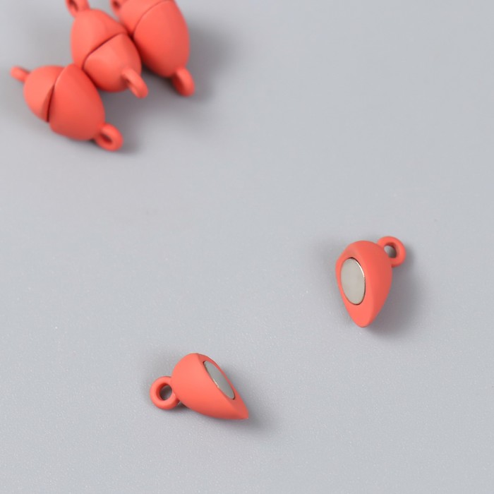 фото Замок магнитный металл "сердечко" оранжевый матовый 2 шт 1,2х1,2 см арт узор