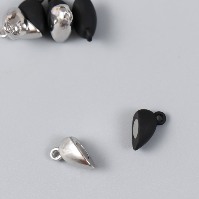 фото Замок магнитный металл "сердечко" чёрный и серебристый 2 шт 1,2х1,2 см арт узор