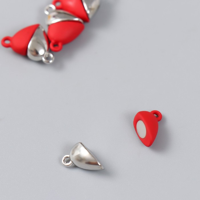 фото Замок магнитный металл "сердечко" красный и серебристый 2 шт 1,2х1,2 см арт узор