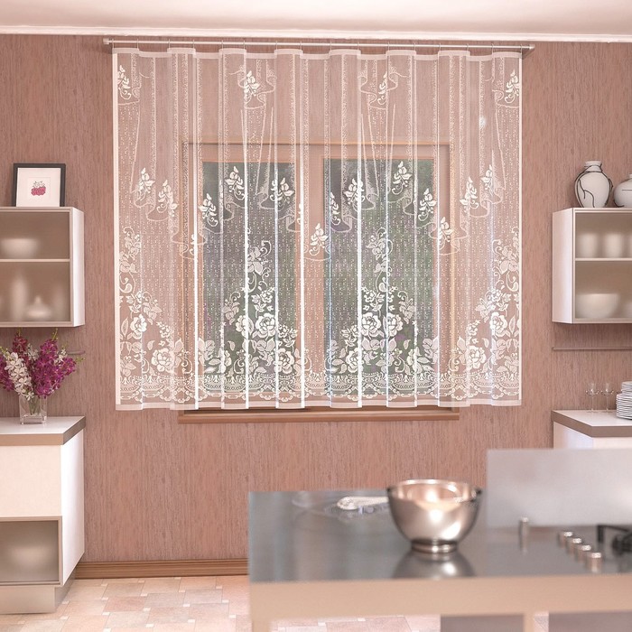 Тюль кухонная со шторной лентой, 290х170 см, цвет белый, 100% полиэстер
Тюль кухонная со шторной лентой, 290х170 см, цвет белый, 100% полиэстер