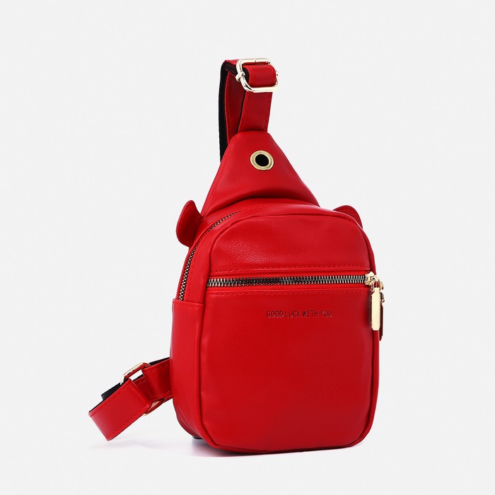 фото Сумка слинг женская из искусственной кожи, цвет красный микс