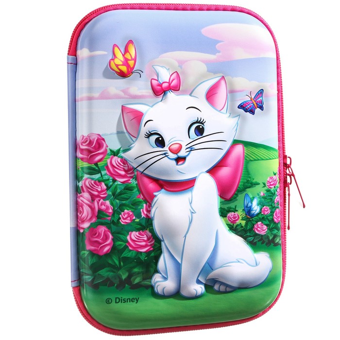 фото Пенал каркасный 2 секции, с эффектом 3d, 150х220х40 мм, коты аристократы disney