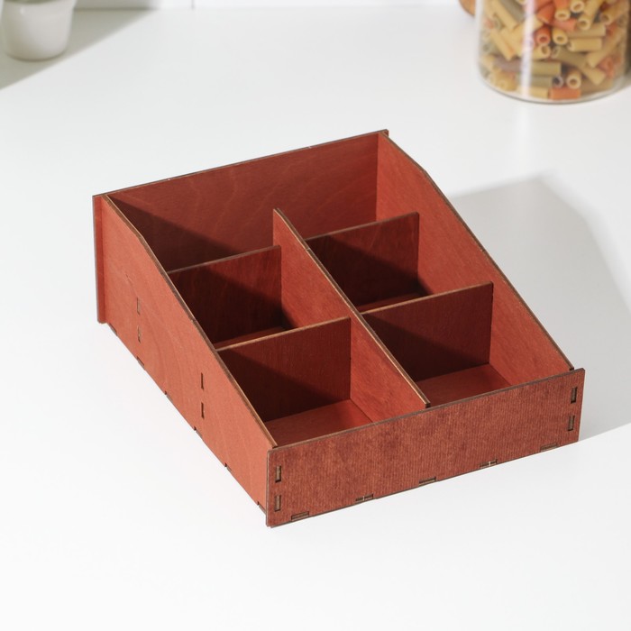 фото Органайзер для чая и кухонных принадлежностей доляна, 22×19×8 см, цвет мокко