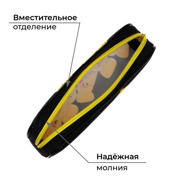 фото Пенал мягкий, 1 отделение, 80 х 210 х 40 мм, объёмный, calligrata пмо 21-20, "утки"