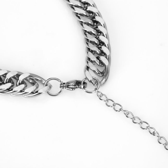 фото Браслет "гладиатор" крупные звенья, цвет серебро, 18см queen fair