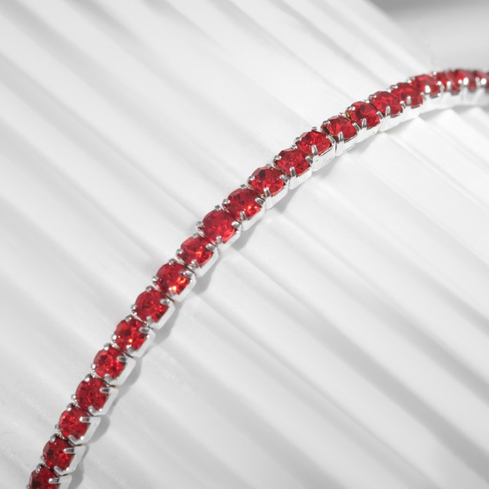 фото Браслет "лёд" 1 ряд, цвет красный в серебре, 7см queen fair
