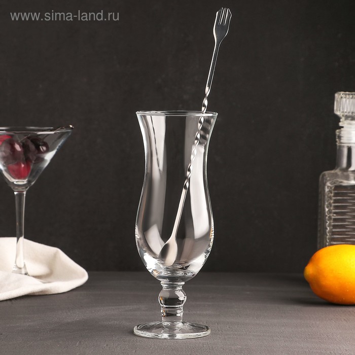 фото Ложка барная с вилочкой, 25 см