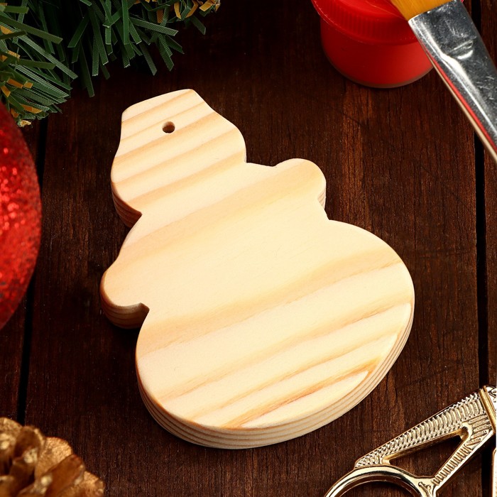 фото Заготовка для творчества подвеска "снеговик", 8,2х6,3х1,2, сосна