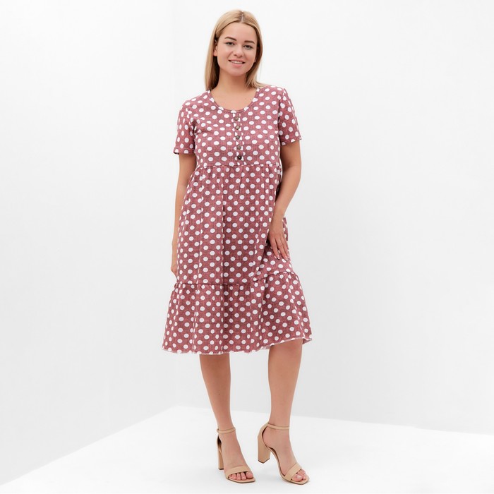 фото Платье женское в горох, цвет кофейный, размер 50