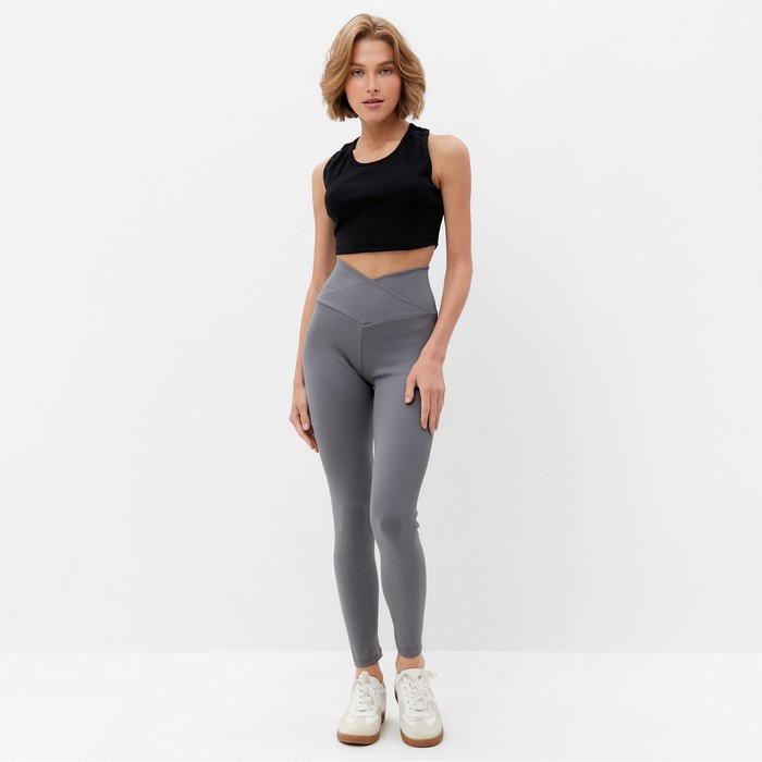 фото Брюки (леггинсы) спортивные женские с фактурной резинкой minaku цвет графит, р-р 44