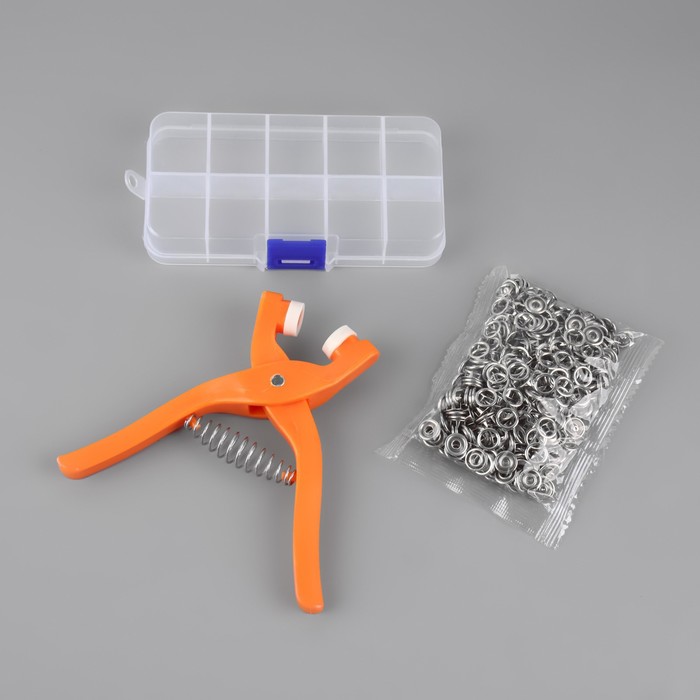 фото Щипцы для установки открытых рубашечных кнопок d = 9,5 мм, с кнопками 100 шт, в органайзере, цвет микс арт узор