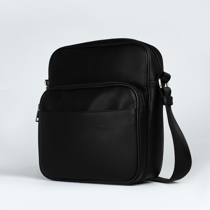 фото Сумка мужская textura через плечо, искусственная кожа, цвет чёрный