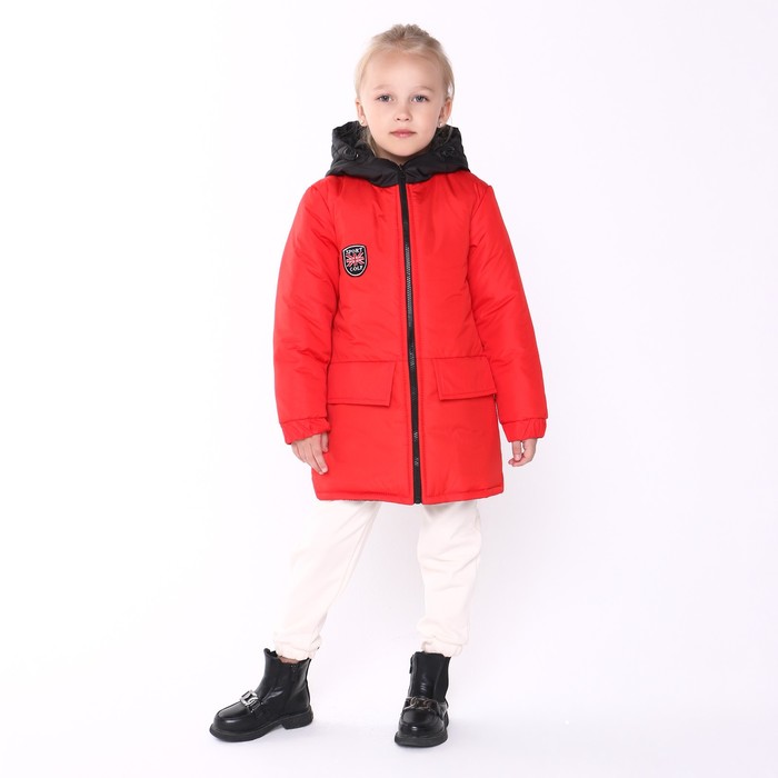 фото Куртка демисезонная детская, цвет красный, рост 110-116 см ольга