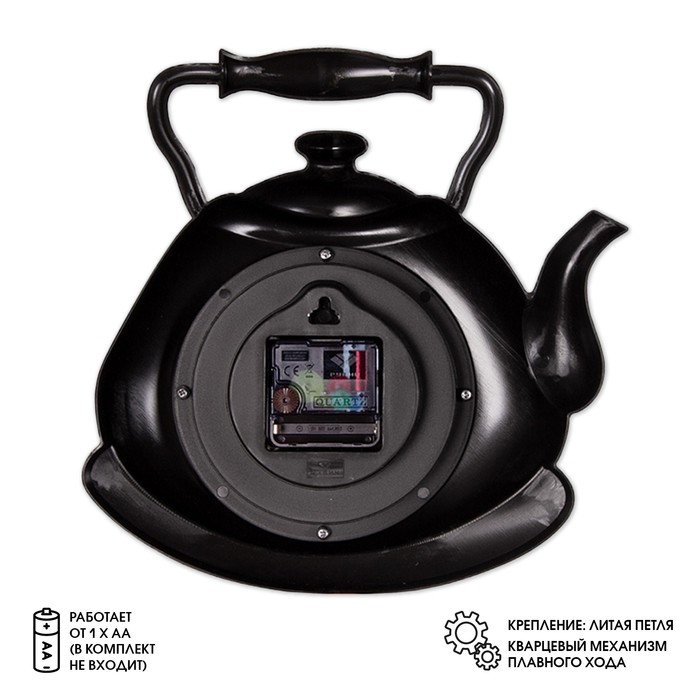 фото Часы настенные, интерьерные: кухня, "чайник", бесшумные, 27 х 28.5 см, черный рубин