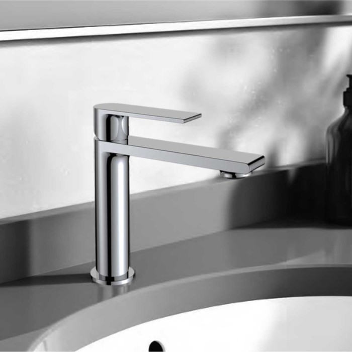 фото Смеситель для раковины vincea vogue vbf-1v1ch, однорычажный, излив 133 мм, латунь, хром