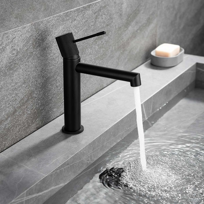 фото Смеситель для раковины vincea desire vbf-1d1mb, однорычажный, излив 140 мм, латунь, черный 1001397