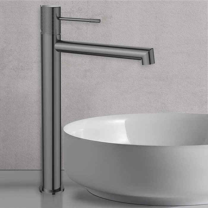 фото Смеситель для раковины vincea desire vbf-1d2gm, однорычажный, излив 173 мм, вороненая сталь 100139