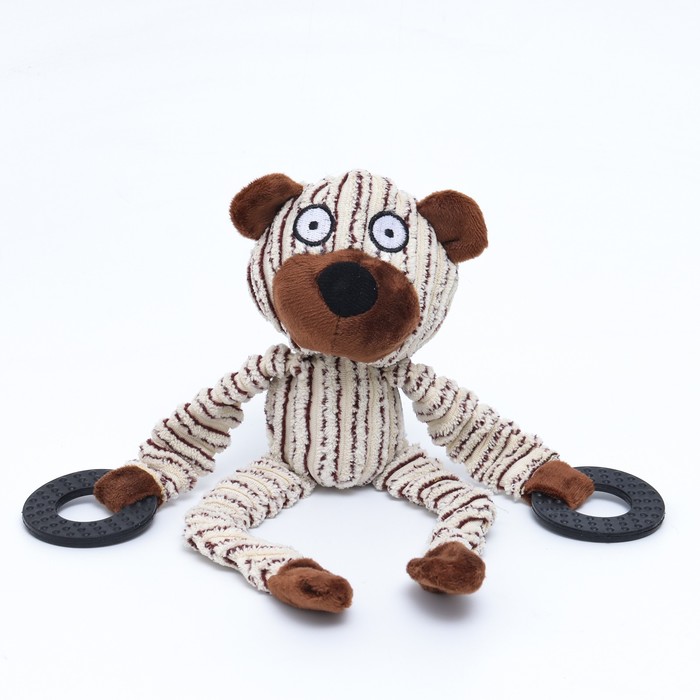 фото Игрушка текстильная с резиновыми кольцам "медведь", 26 х 10 см пижон