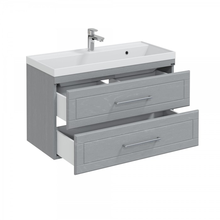 фото Тумба санта «венера 100» дуб серый, подвесная с раковиной «classic 100»