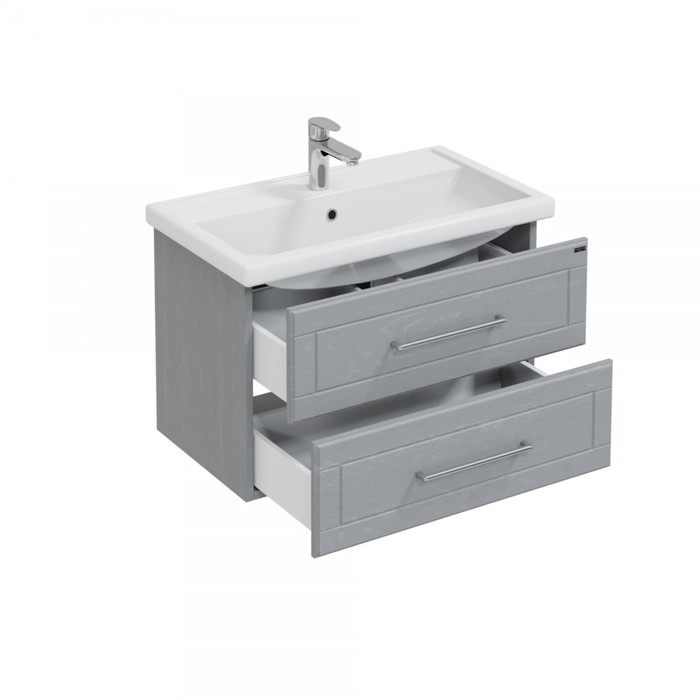 фото Тумба санта «венера 80» подвесная с раковиной «фостер 80», дуб серый