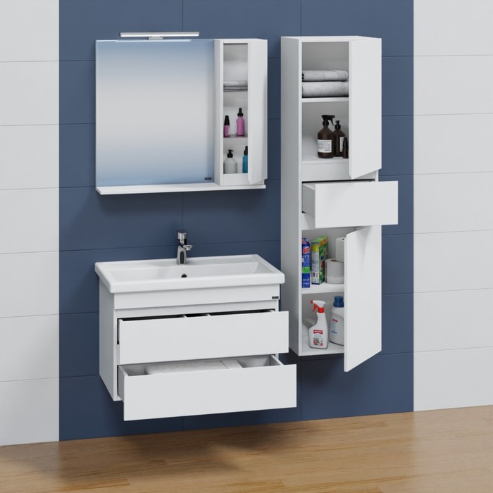 фото Тумба санта «марс 80» 2 ящика, подвесная с раковиной «фостер 80»