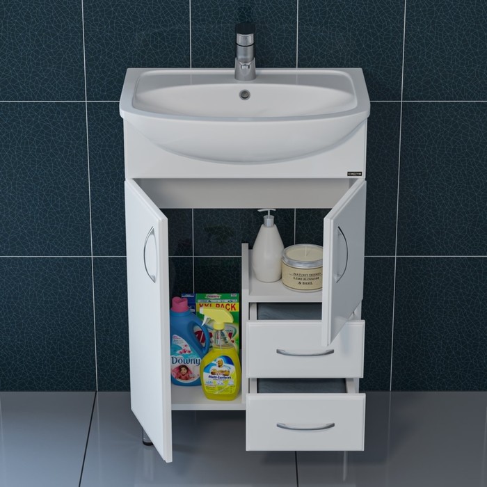 фото Тумба санта «уют 55» белая с раковиной «уют 55»