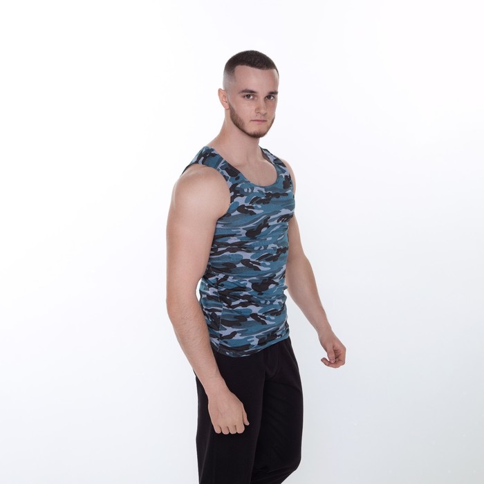 фото Майка мужская, цвет синий/камуфляж, размер 52 текстильторг