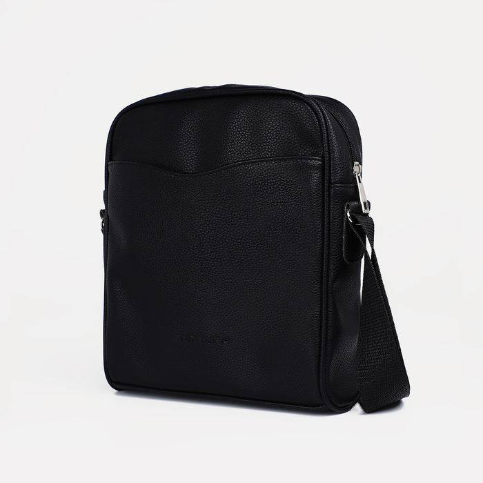 фото Сумка мужская textura через плечо, искусственная кожа, цвет чёрный