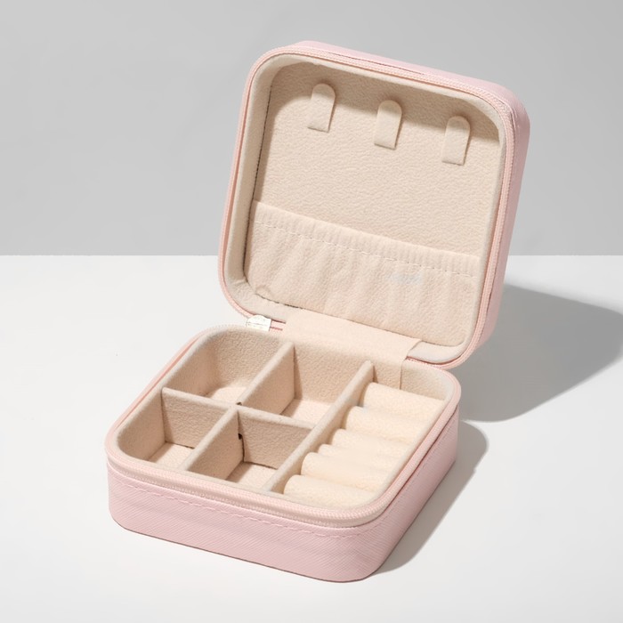 фото Органайзер для хранения украшений "шкатулка портативная", 10,5x10,5x5см, цвет розовый queen fair