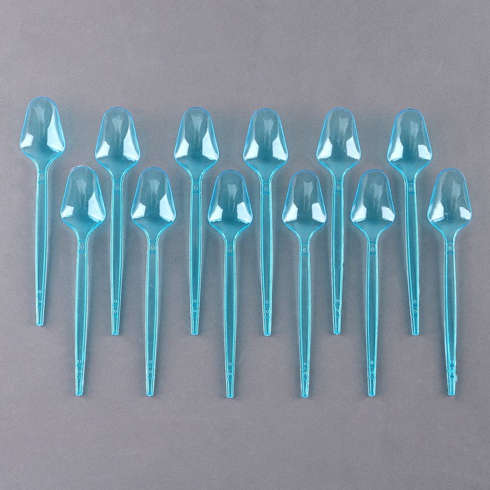 фото Ложки пластиковые, в наборе 12 шт., цвет синий страна карнавалия