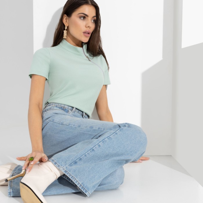 фото Водолазка женская charutti «дерзко, стильно! light green», размер 50 charuttimoda