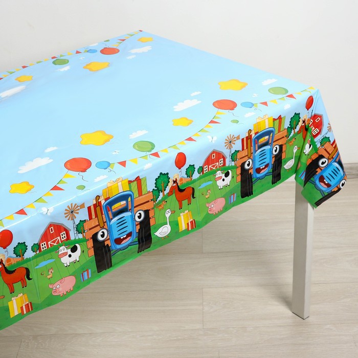 фото Скатерть 120х180 см, 30 мкр, синий трактор