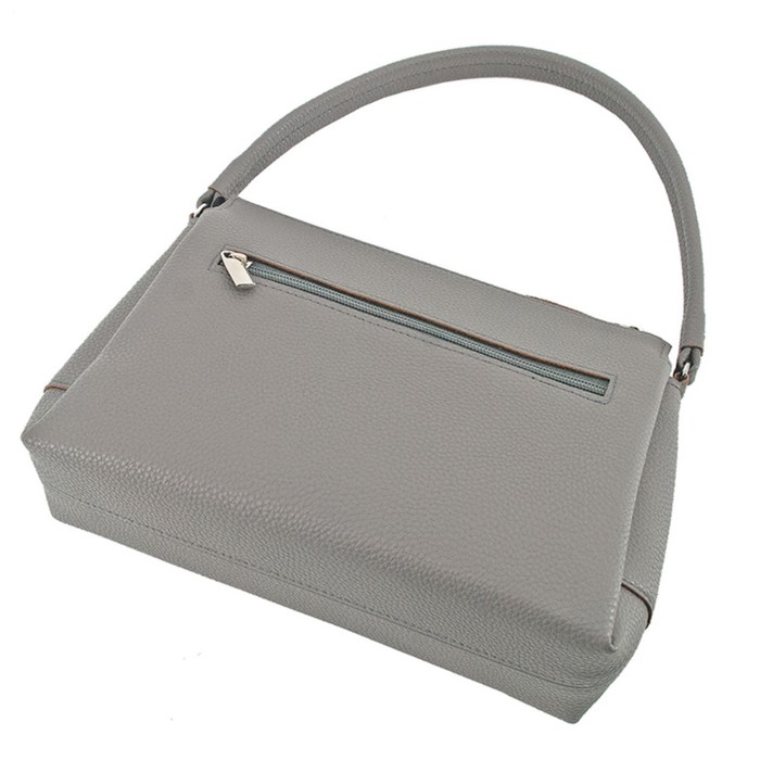 фото Сумка женская в2824-05140, цвет серый, натуральная кожа, 25х9х18 см bagsland