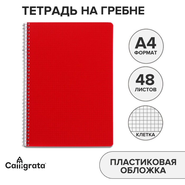 Тетрадь на гребне A4 48 листов в клетку Calligrata Красная, пластиковая обложка, блок офсет
Тетрадь на гребне A4 48 листов в клетку Calligrata Красная, пластиковая обложка, блок офсет