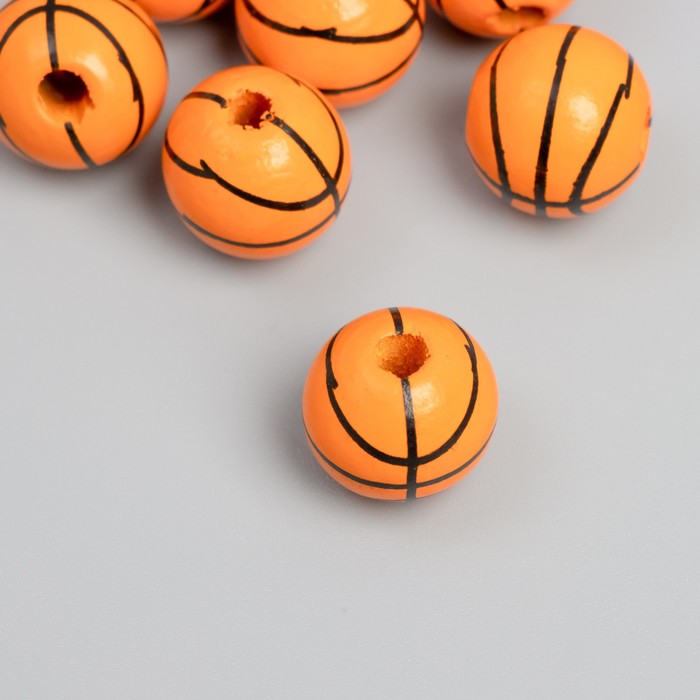 фото Бусина дерево для творчества "баскетбольный мяч" d=1,6 см набор 10 шт арт узор