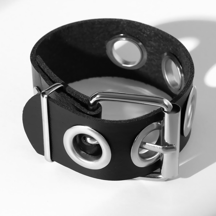 фото Браслет унисекс "хардкор" ремешок, цвет чёрный в серебре queen fair