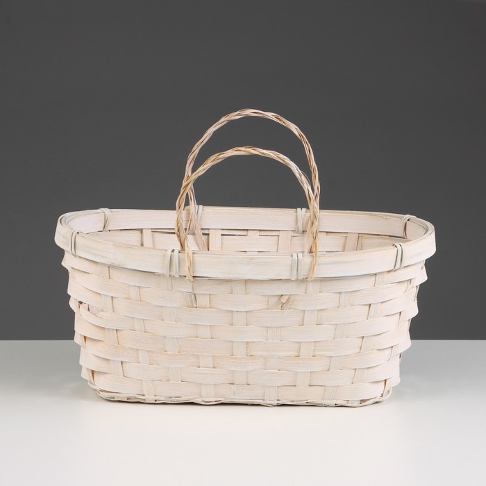 фото Корзина плетеная, 26х13/11 см, белый, бамбук