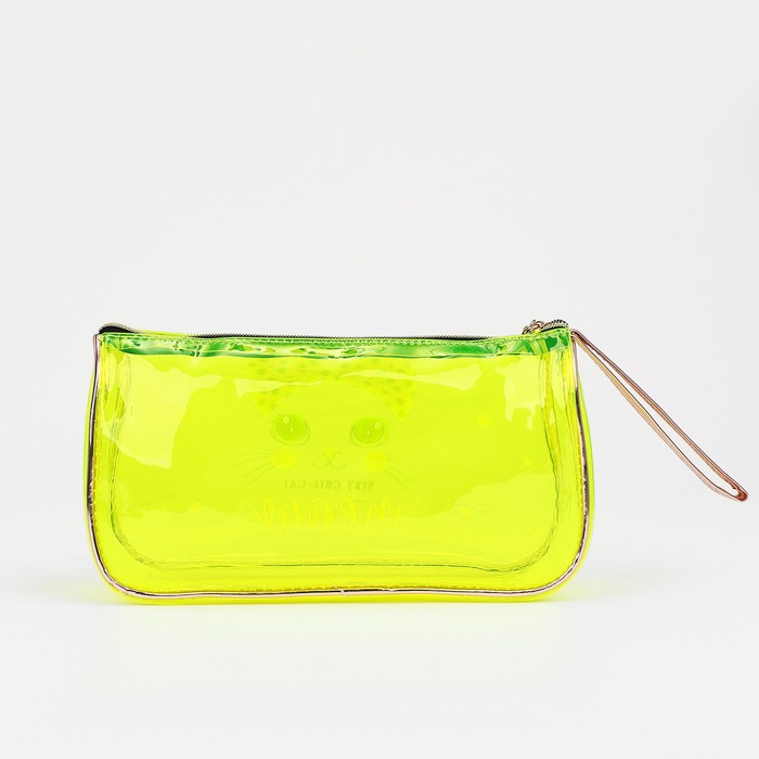 фото Косметичка на молнии, с ручкой, цвет жёлтый