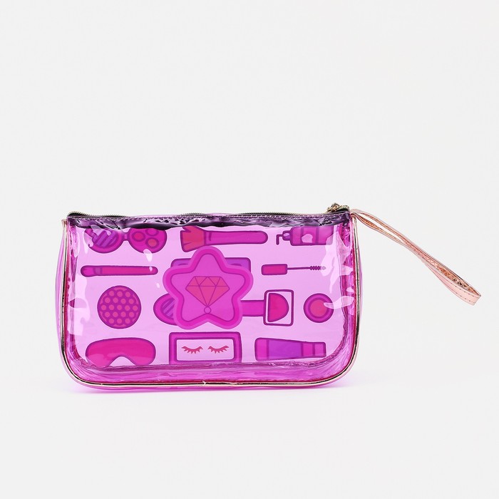 фото Косметичка на молнии, с ручкой, цвет фиолетовый