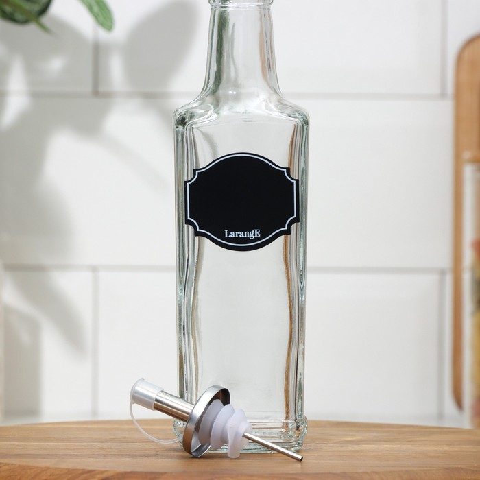 фото Бутылка с металлическим дозатором для масла и соусов «меловой дизайн», стеклянная, 250 мл, с мелком для маркировки larange