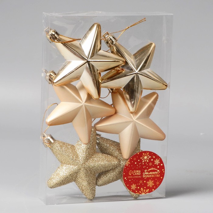фото Украшение ёлочное "звездопад" (набор 6 шт) 8 см, золото зимнее волшебство