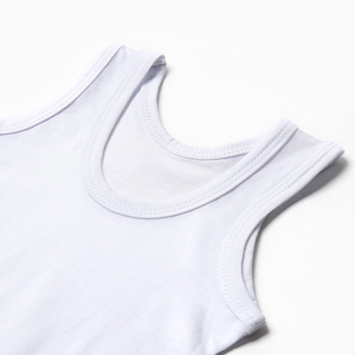 фото Майка детская, цвет белый, рост 116-122 см