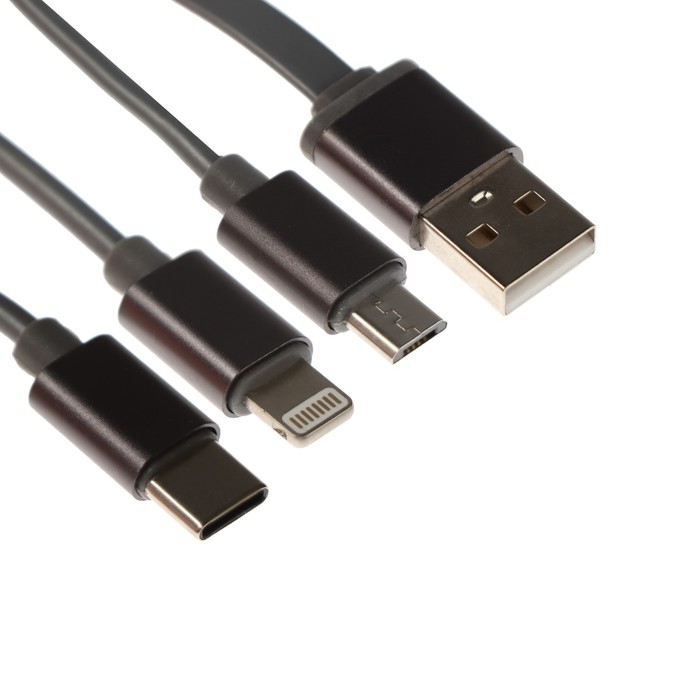 Кабель 3 в 1 MB mobility, USB - microUSB/Lightning/Type-C, 2 А, рулетка, серебристый
Кабель 3 в 1 MB mobility, USB - microUSB/Lightning/Type-C, 2 А, рулетка, серебристый