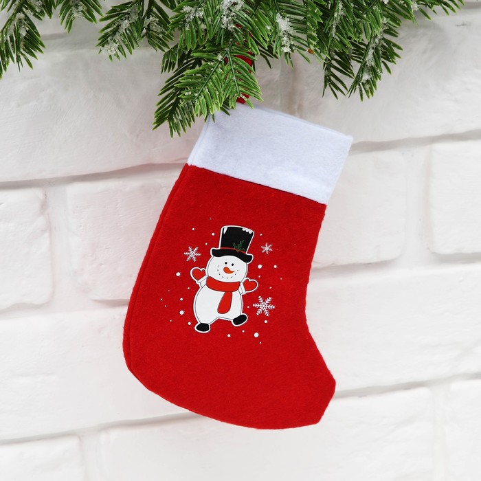 фото Мешочек-носок для подарков "снеговичок" 11 х 16 см зимнее волшебство