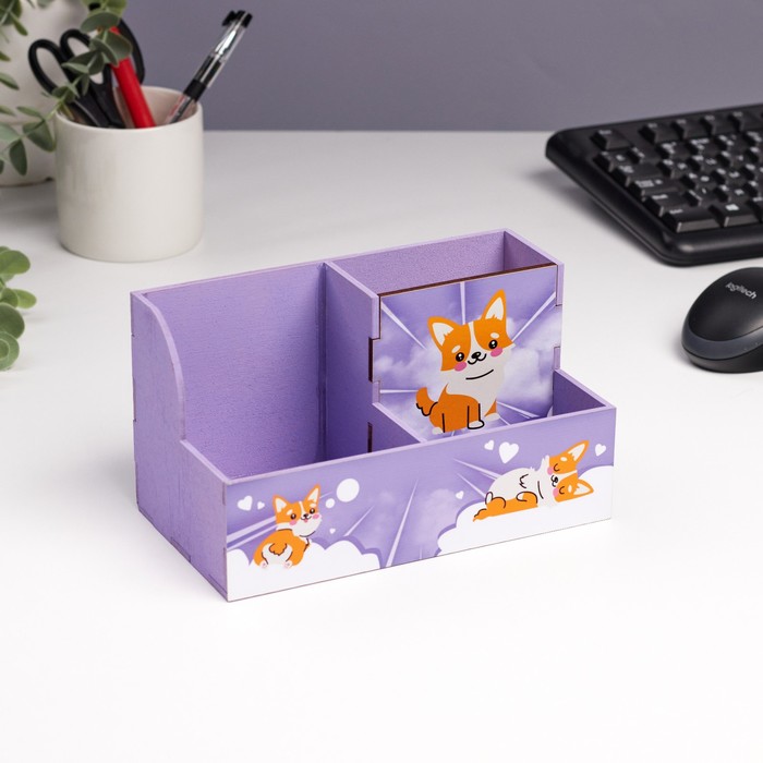 фото Органайзер для канцелярии "корги" 3 отделения, 18,5х10х10 см дарим красиво