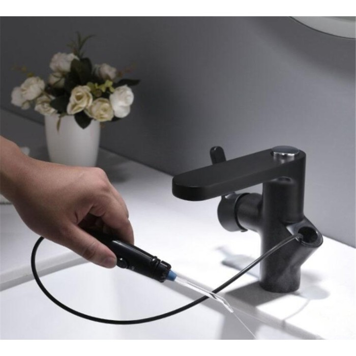 фото Смеситель для раковины bronze de luxe 10188b, однорычажный, ирригатор, латунь, черный