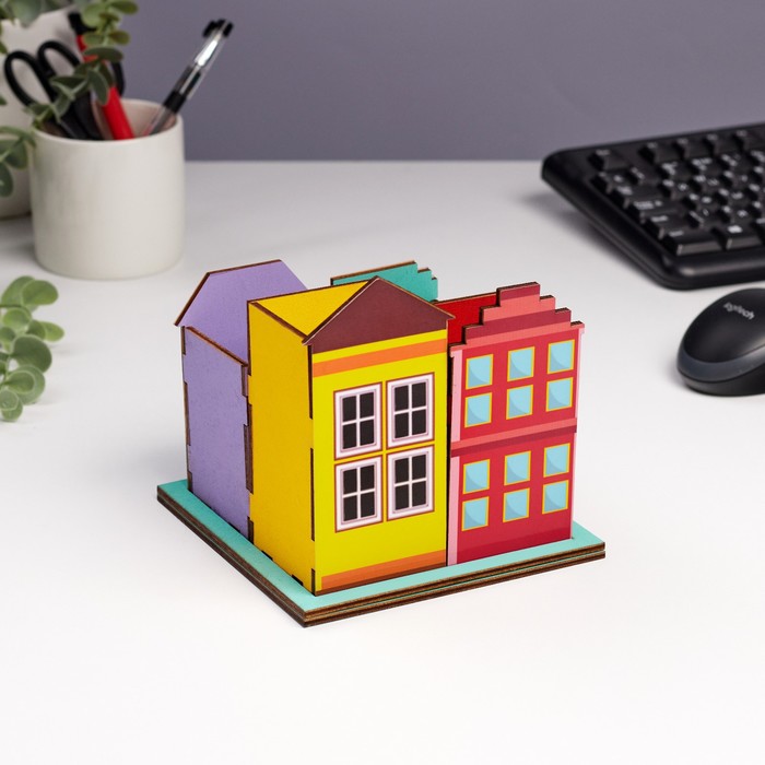 фото Органайзер для канцелярии "домики" 15,5х15,5х12,5 см дарим красиво